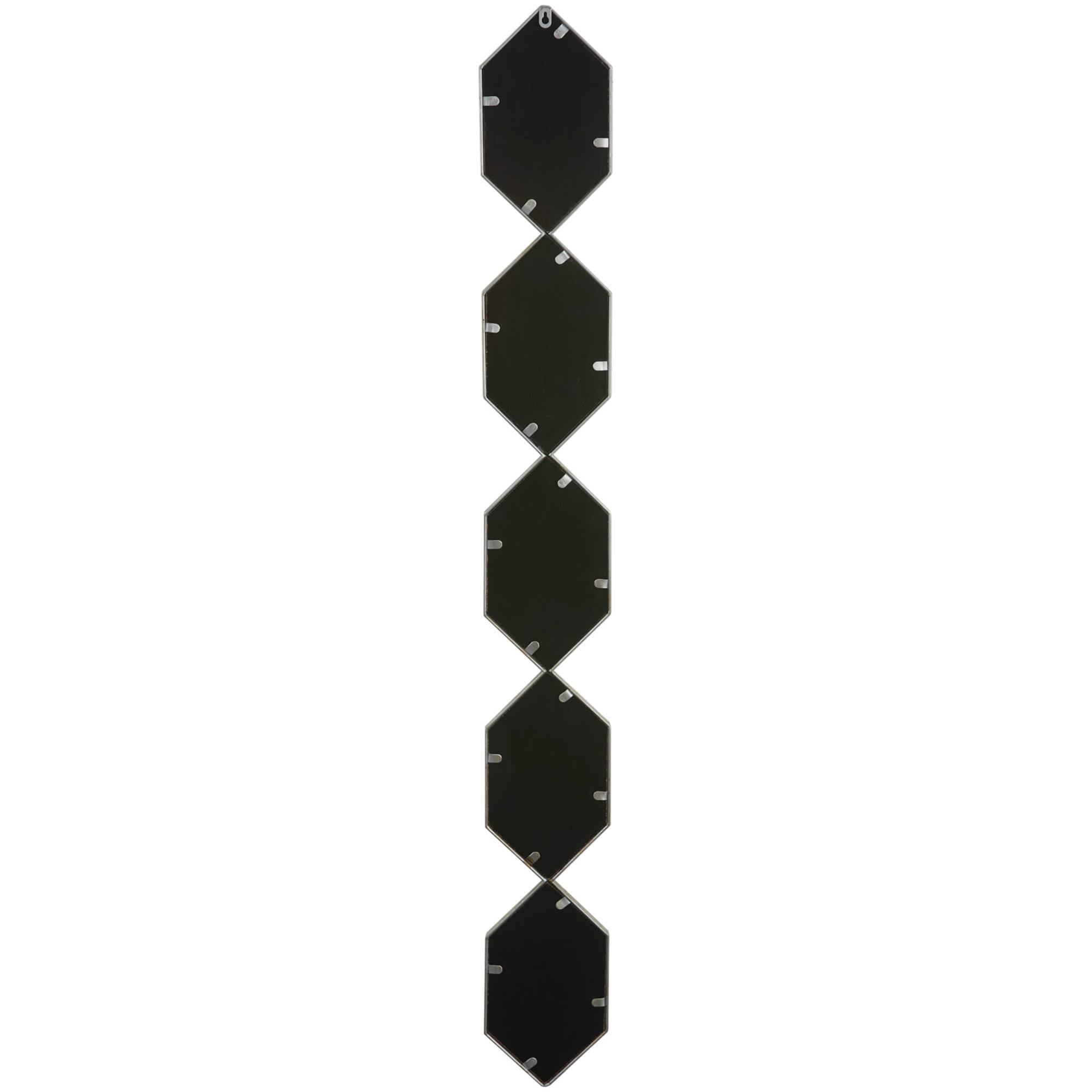 Silver Metal Slim Stacked Chain 5 Layer Wall Mirror with Trellis Pattern 7" x 1" x 59"